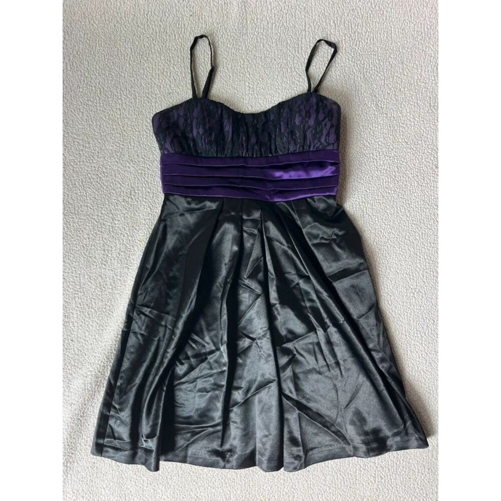 Vintage Y2K B. Wear Black & Purple Vampy Lace Babydoll Dress Womens 5